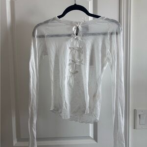 Tricia Fix White Long Sleeve Top with Bow Accents